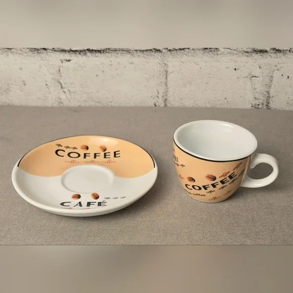 Vintage Café Coffee Cups & Saucers Set of 6 Multicolor Espresso Style - Picture 10 of 12